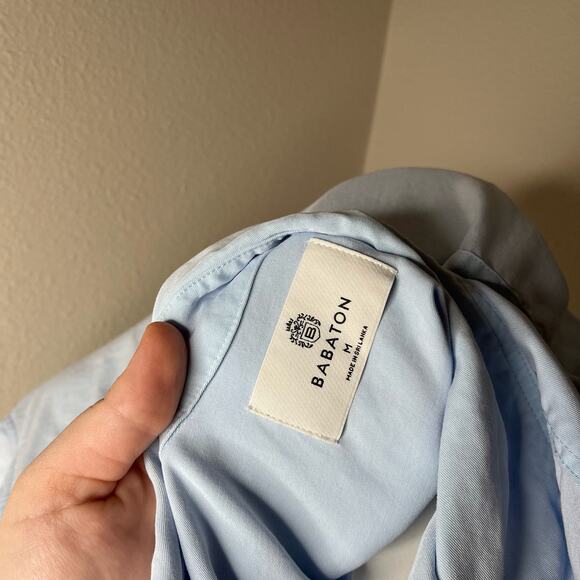 BABATON Cropped Boxy Fit Button-Up Top Powder Blue Size Medium - Picture 7 of 11